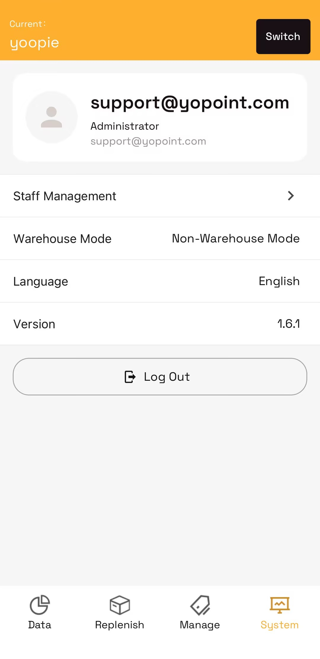 Tab Warehouse Mode to Switch